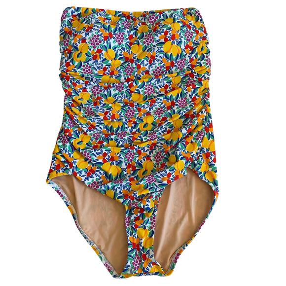 J crew Other - J. Crew Tropical Fruit Print Ruched Bandeau One Piece Swimsuit L NWT
